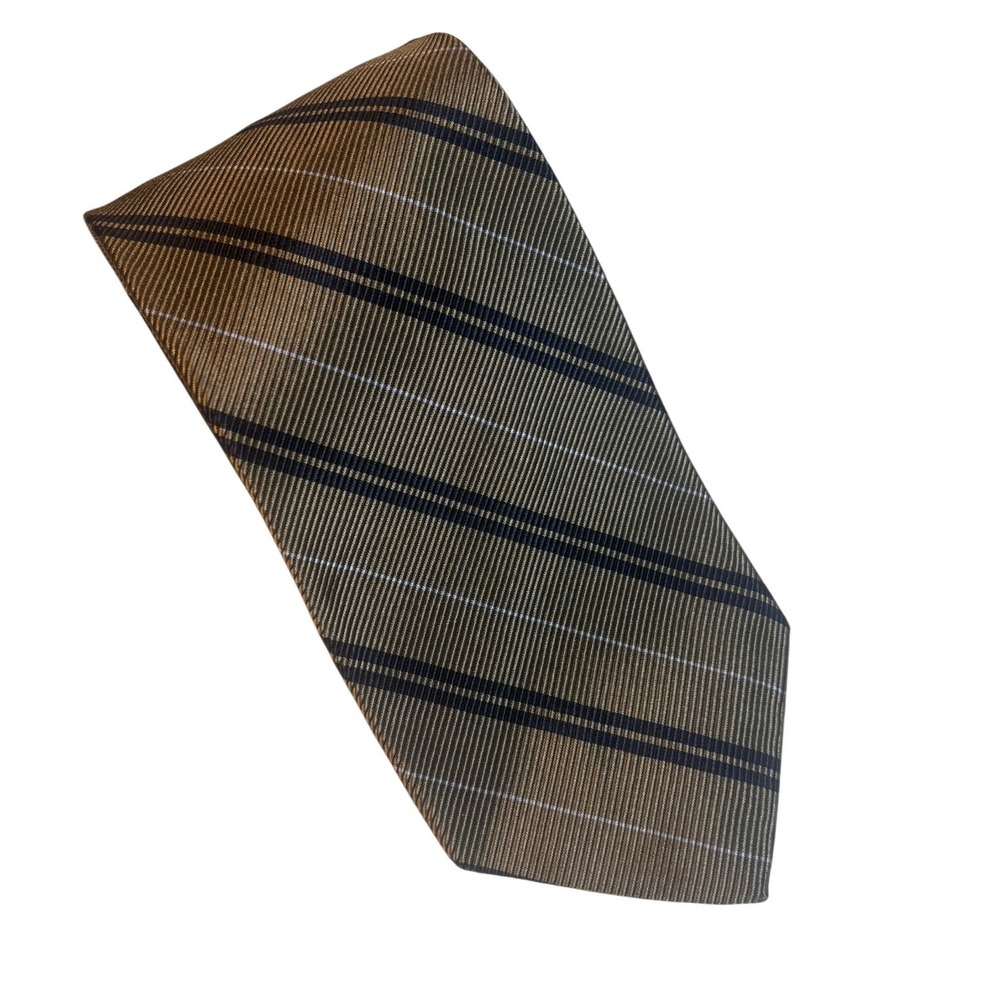 Jos A. Bank Repp‎ Tie Olive Green Navy Blue Silk Stripes 59 x 3.75